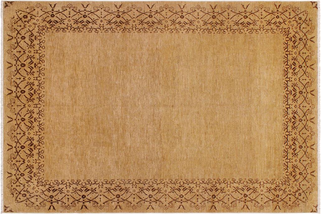 Handmade Kafakz Chobi Ziegler Modern Contemporary Tan Brown Hand Knotted Rectangel Hand Knotted 100% Vegetable Dyed wool area rug 9 x 12