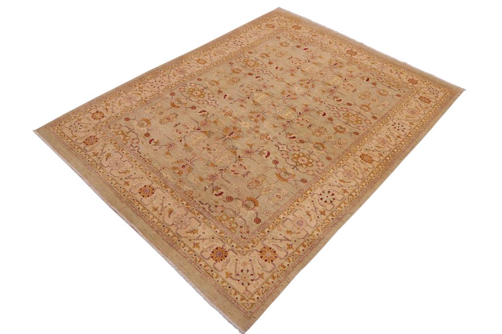 handmade Traditional Kafkaz Chobi Ziegler Lt. Green Beige Hand Knotted RECTANGLE 100% WOOL area rug 9 x 12