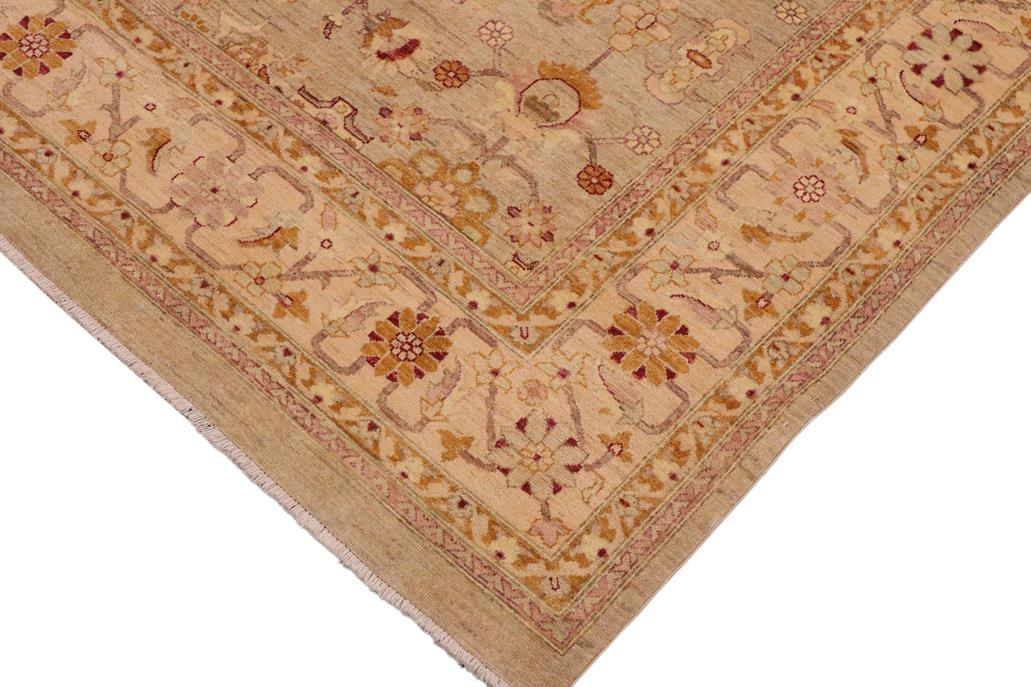 handmade Traditional Kafkaz Chobi Ziegler Lt. Green Beige Hand Knotted RECTANGLE 100% WOOL area rug 9 x 12