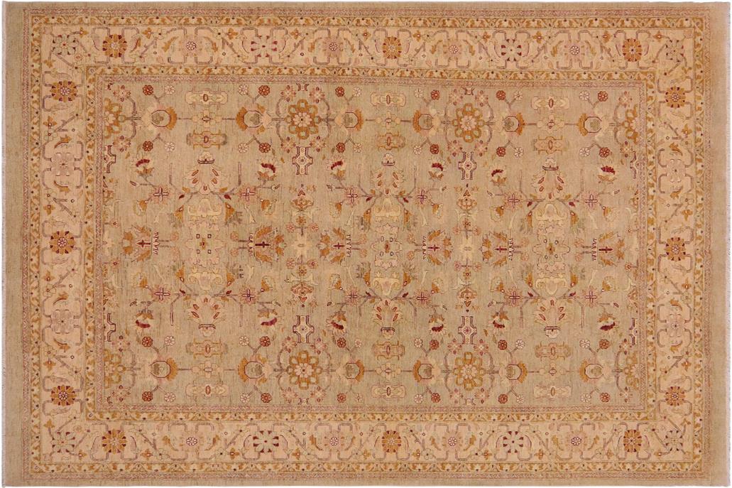 handmade Traditional Kafkaz Chobi Ziegler Lt. Green Beige Hand Knotted RECTANGLE 100% WOOL area rug 9 x 12
