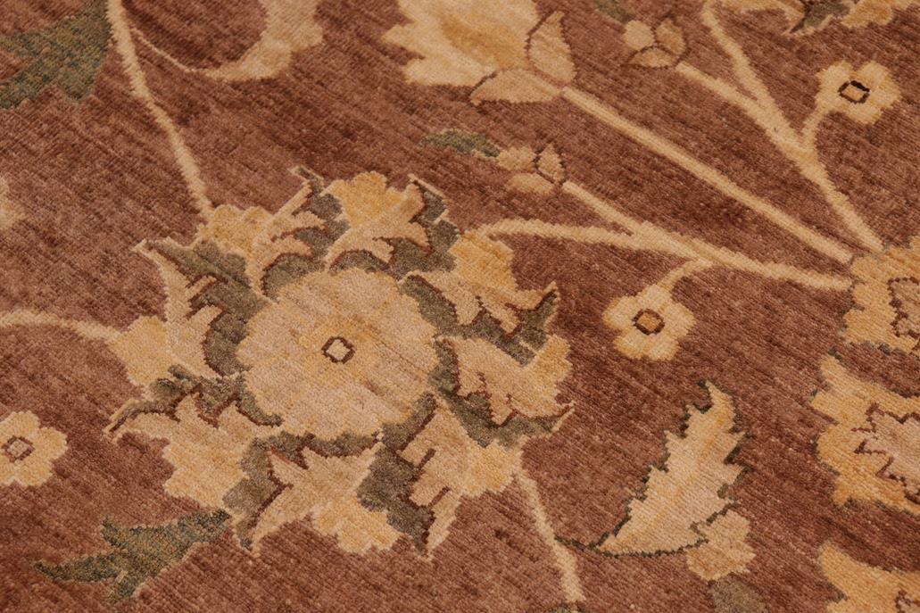 handmade Traditional Lahore Brown Dark Tan Hand Knotted RECTANGLE 100% WOOL area rug 10 x 13