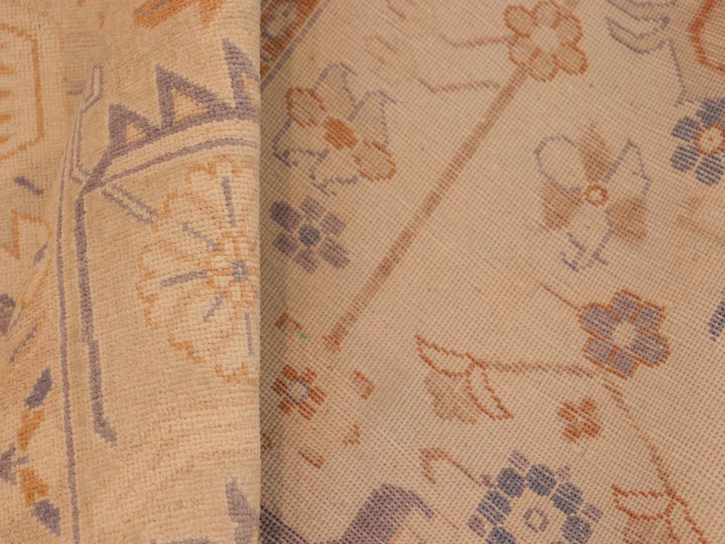 handmade Geometric Kafkaz Ivory Lt. Gray Hand Knotted RECTANGLE 100% WOOL area rug 8x10