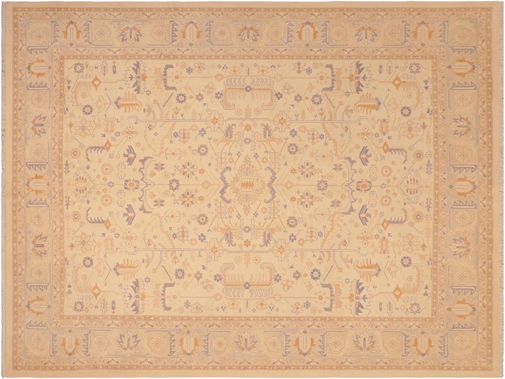 handmade Geometric Kafkaz Ivory Lt. Gray Hand Knotted RECTANGLE 100% WOOL area rug 8x10