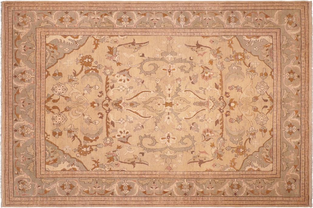 handmade Traditional Kafkaz Chobi Ziegler Tan Green Hand Knotted RECTANGLE 100% WOOL area rug 8 x 10