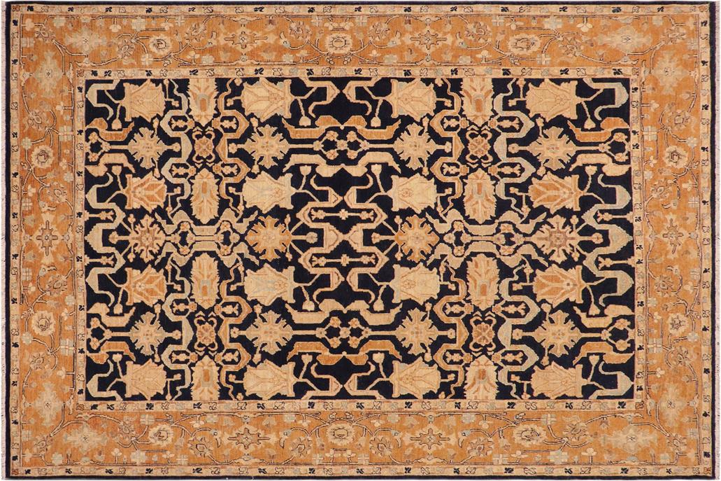 handmade Traditional Kafkaz Chobi Ziegler Blue Orange Hand Knotted RECTANGLE 100% WOOL area rug 8 x 10