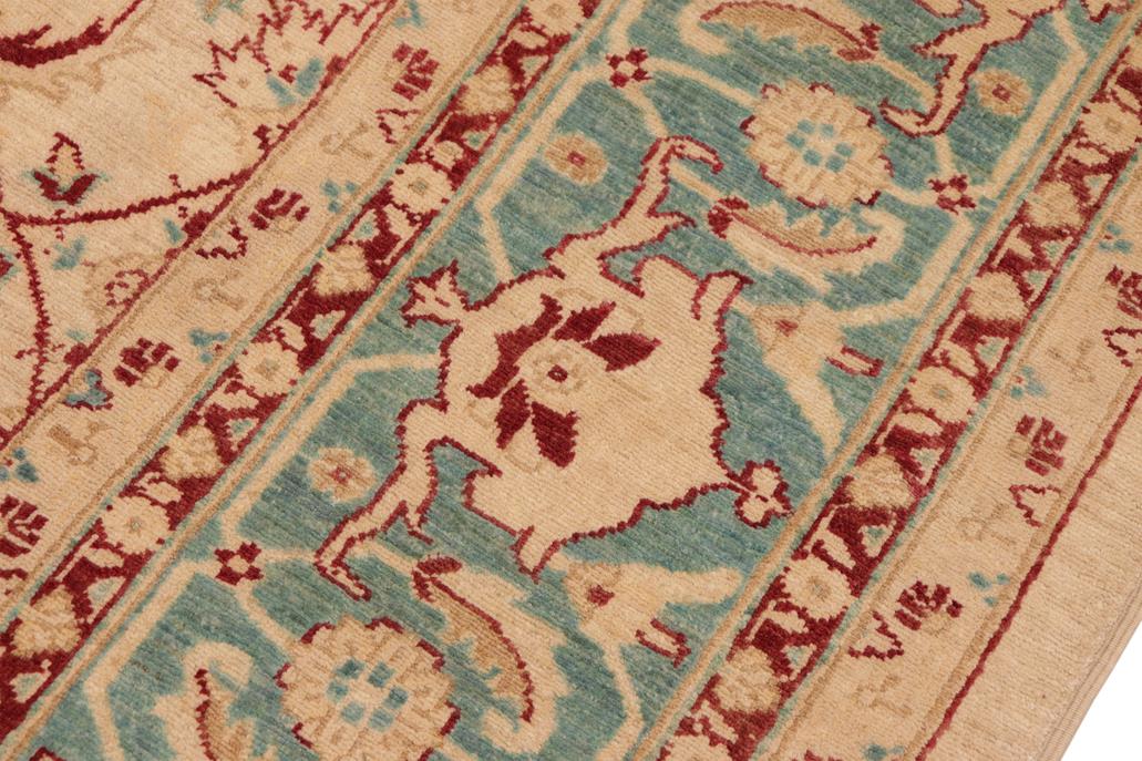handmade Transitional Kafkaz Chobi Ziegler Beige Green Hand Knotted RECTANGLE 100% WOOL area rug 8 x 10