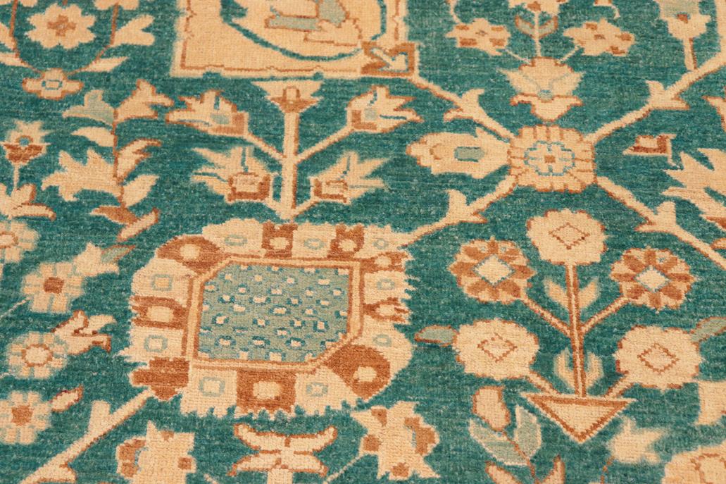 handmade Traditional Kafkaz Chobi Ziegler Green Tan Hand Knotted RECTANGLE 100% WOOL area rug 8 x 10