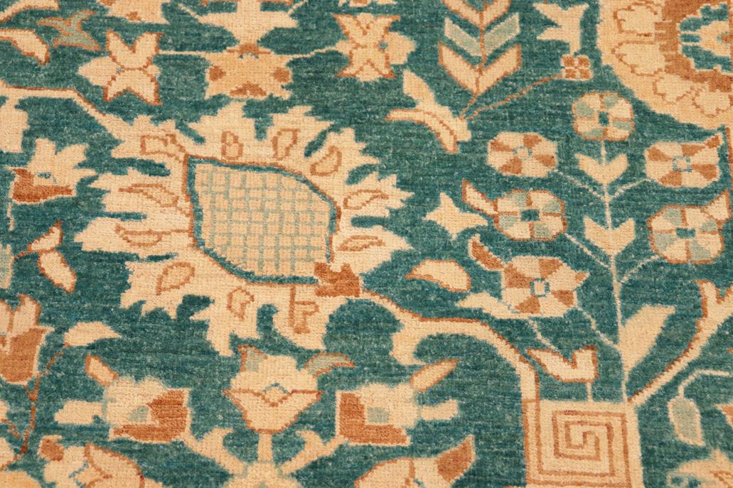 handmade Traditional Kafkaz Chobi Ziegler Green Tan Hand Knotted RECTANGLE 100% WOOL area rug 8 x 10