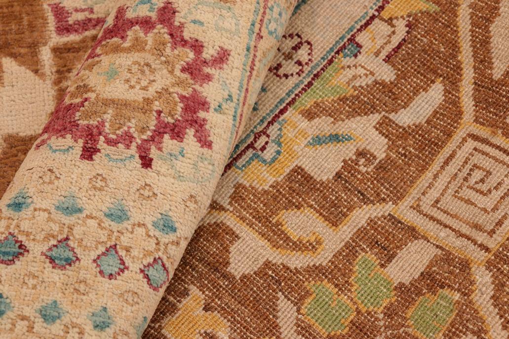 handmade Traditional Kafkaz Chobi Ziegler Brown Beige Hand Knotted RECTANGLE 100% WOOL area rug 8 x 10