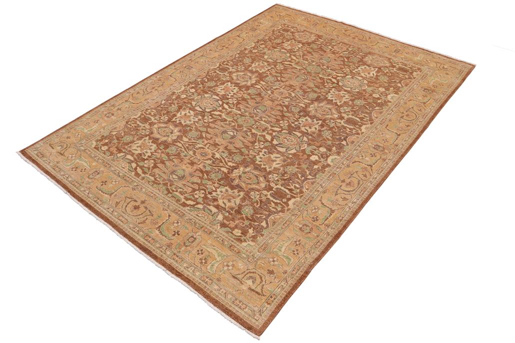 handmade Transitional Kafkaz Chobi Ziegler Lt. Brown Gold Hand Knotted RECTANGLE 100% WOOL area rug 9 x 12