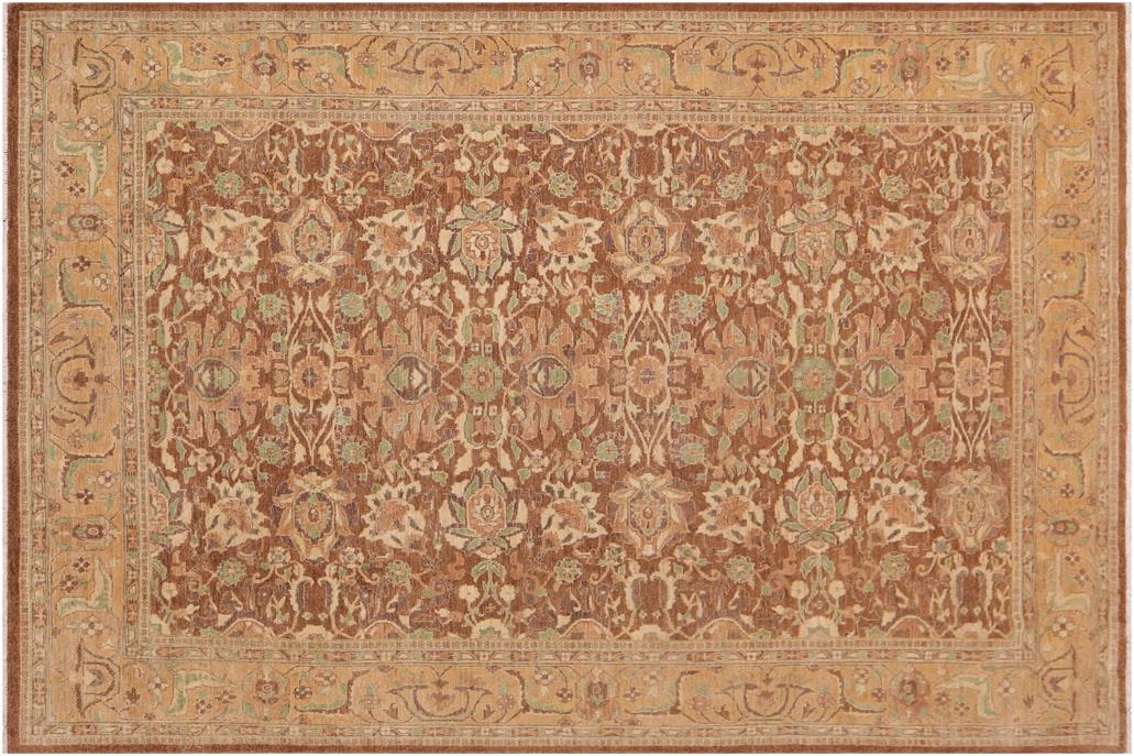 handmade Transitional Kafkaz Chobi Ziegler Lt. Brown Gold Hand Knotted RECTANGLE 100% WOOL area rug 9 x 12