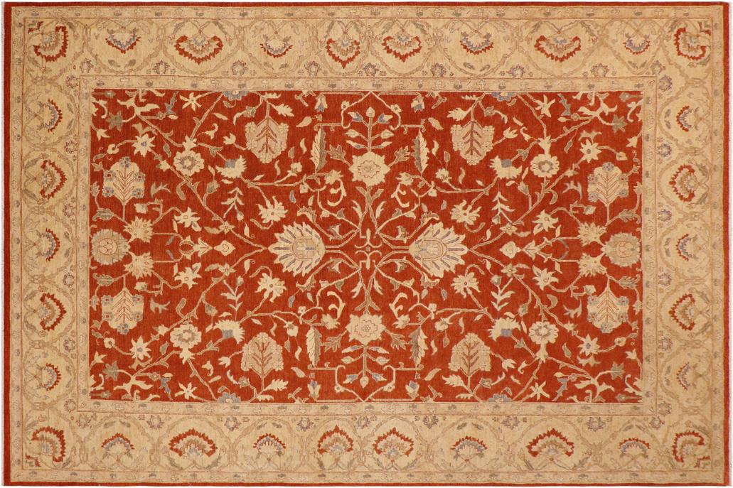 handmade Traditional Kafkaz Chobi Ziegler Rust Beige Hand Knotted RECTANGLE 100% WOOL area rug 9 x 13