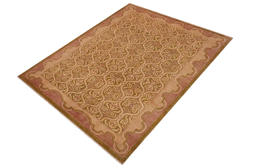 handmade Transitional Kafkaz Chobi Ziegler Lt. Green Tan Hand Knotted RECTANGLE 100% WOOL area rug 9 x 12