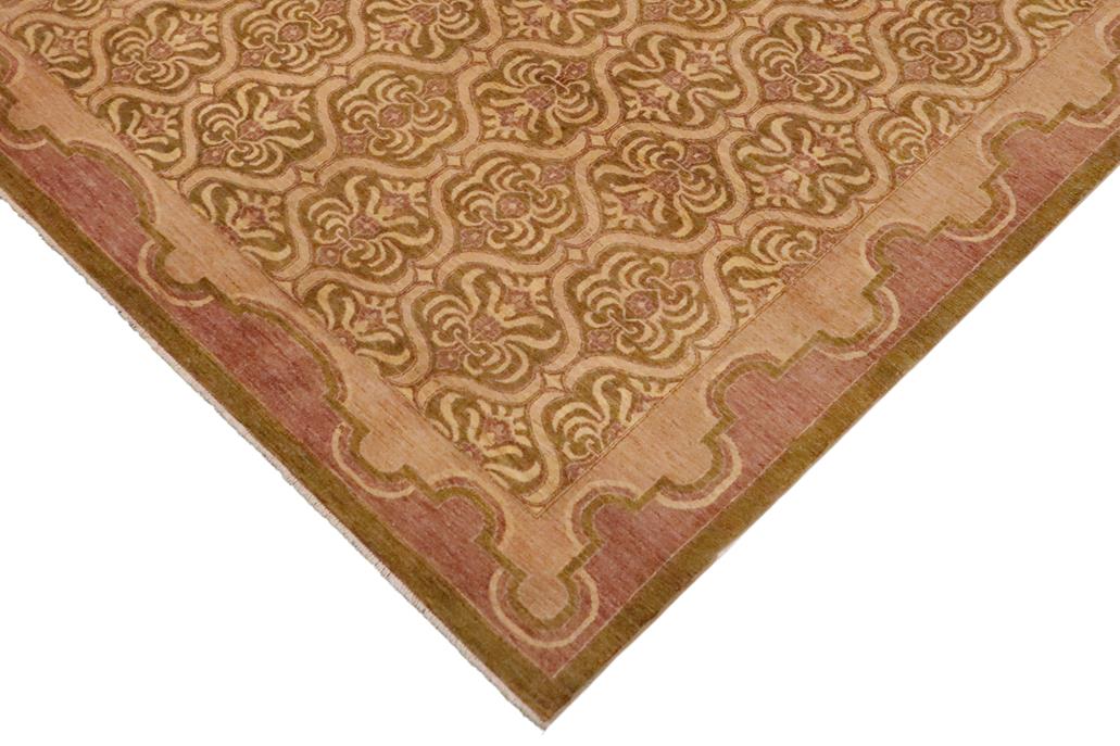 handmade Transitional Kafkaz Chobi Ziegler Lt. Green Tan Hand Knotted RECTANGLE 100% WOOL area rug 9 x 12