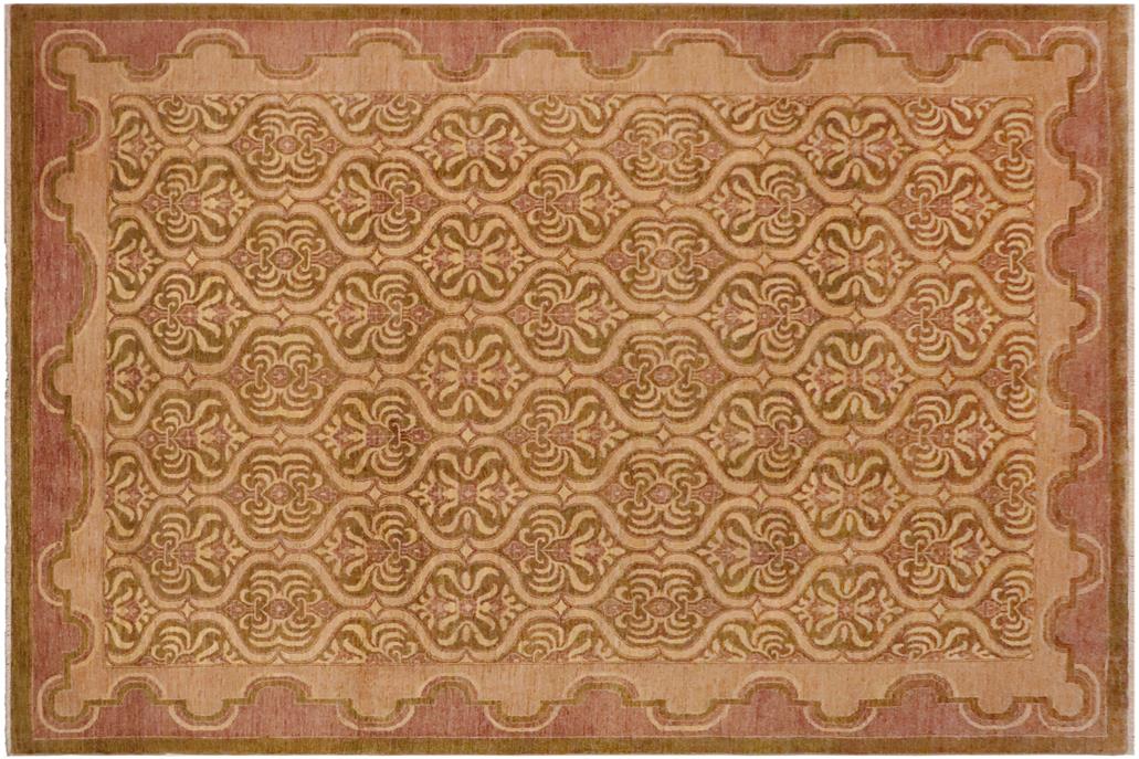 handmade Transitional Kafkaz Chobi Ziegler Lt. Green Tan Hand Knotted RECTANGLE 100% WOOL area rug 9 x 12