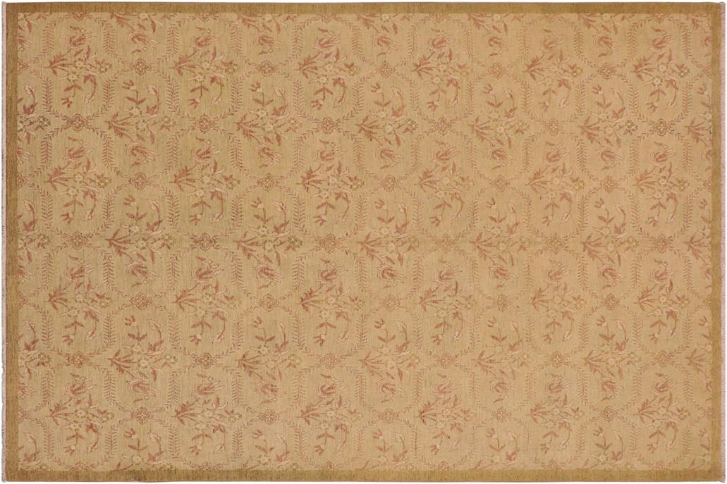 handmade Transitional Kafkaz Chobi Ziegler Tan Lt. Brown Hand Knotted RECTANGLE 100% WOOL area rug 9 x 12