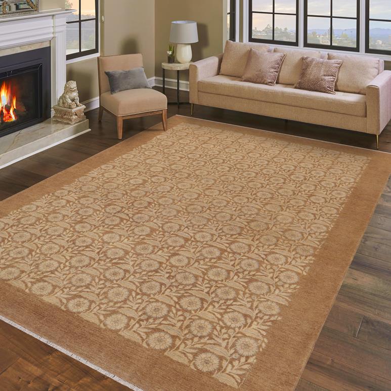 handmade Transitional Kafkaz Chobi Ziegler Beige Brown Hand Knotted RECTANGLE 100% WOOL area rug 9 x 12