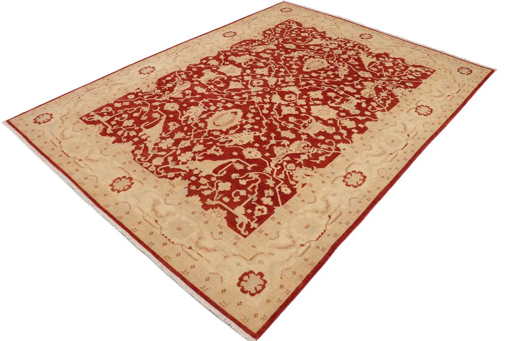 handmade Traditional Kafkaz Chobi Ziegler Rust Beige Hand Knotted RECTANGLE 100% WOOL area rug 9 x 12