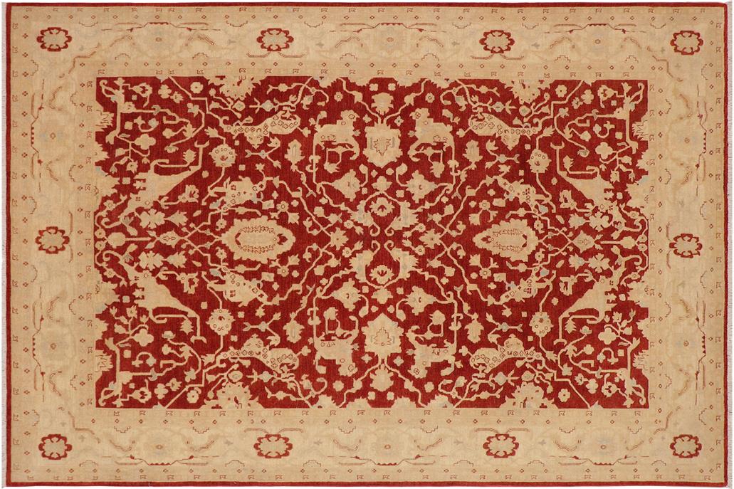 handmade Traditional Kafkaz Chobi Ziegler Rust Beige Hand Knotted RECTANGLE 100% WOOL area rug 9 x 12