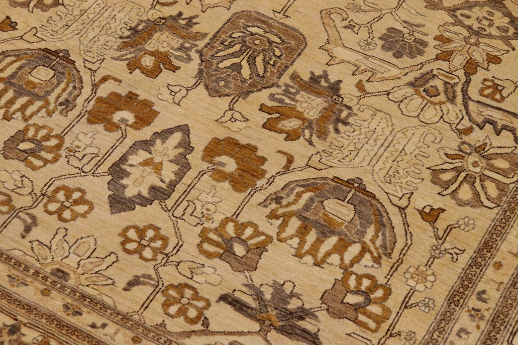 handmade Traditional Kafkaz Chobi Ziegler Tan Beige Hand Knotted RECTANGLE 100% WOOL area rug 9 x 12