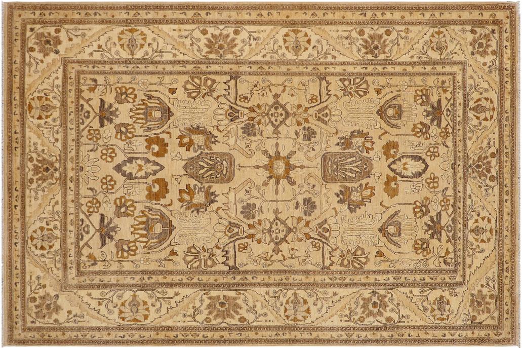 handmade Traditional Kafkaz Chobi Ziegler Tan Beige Hand Knotted RECTANGLE 100% WOOL area rug 9 x 12