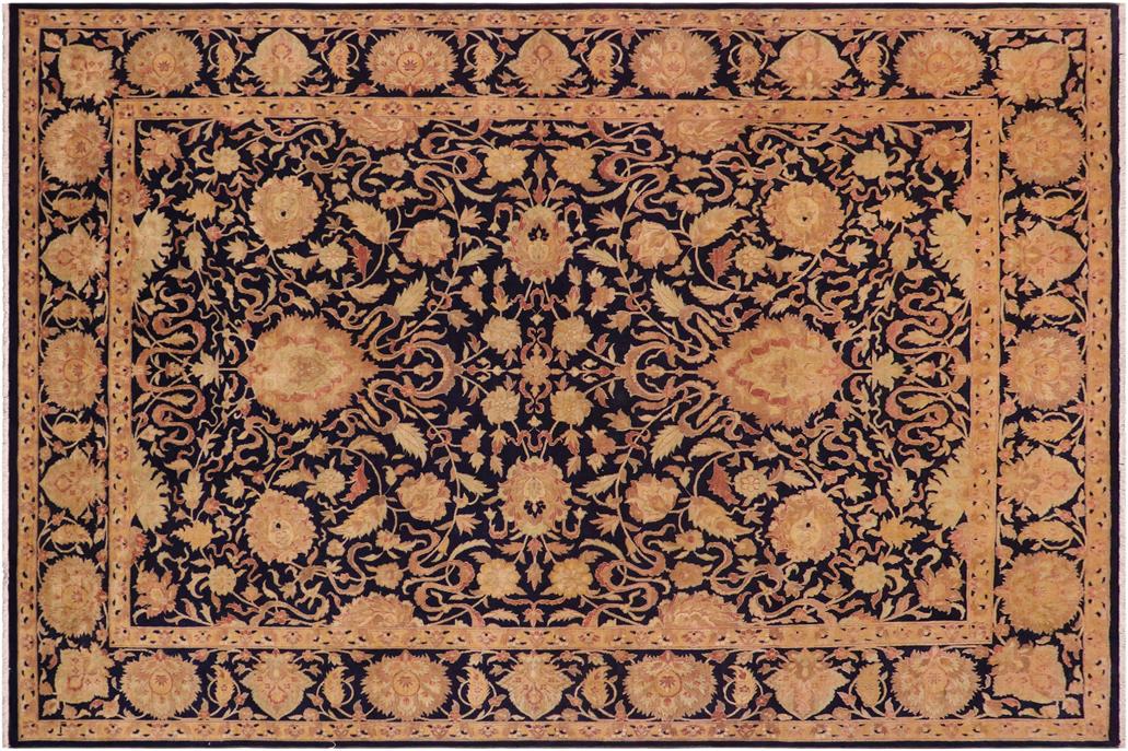handmade Traditional Mehal Blue Green Hand Knotted RECTANGLE 100% WOOL area rug 9 x 13