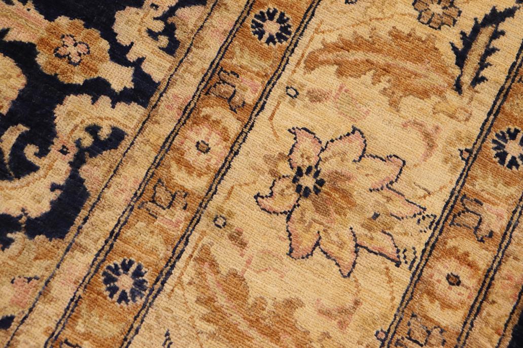 handmade Traditional Kafkaz Chobi Ziegler Blue Tan Hand Knotted RECTANGLE 100% WOOL area rug 9 x 12