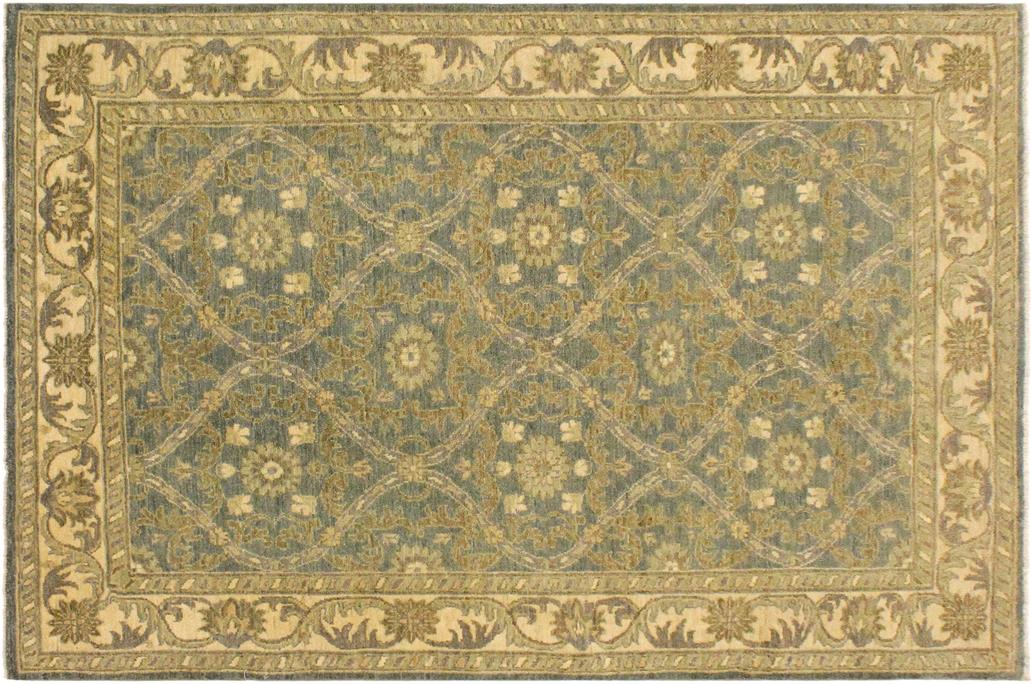 handmade Transitional Kafkaz Chobi Ziegler Lt. Blue Ivory Hand Knotted RECTANGLE 100% WOOL area rug 4 x 6