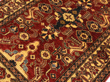 handmade Geometric Super Kazak Red Gold Hand Knotted RECTANGLE 100% WOOL area rug 4x6