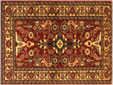 handmade Geometric Super Kazak Red Gold Hand Knotted RECTANGLE 100% WOOL area rug 4x6