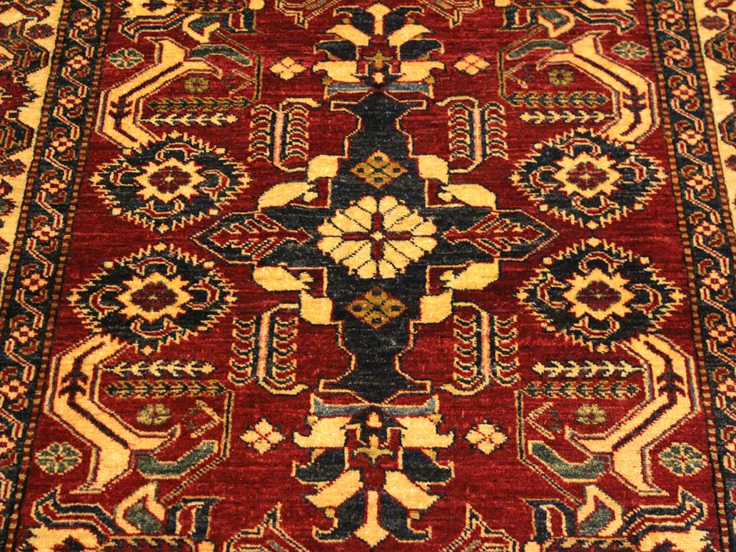handmade Geometric Super Kazak Red Gold Hand Knotted RECTANGLE 100% WOOL area rug 4x6