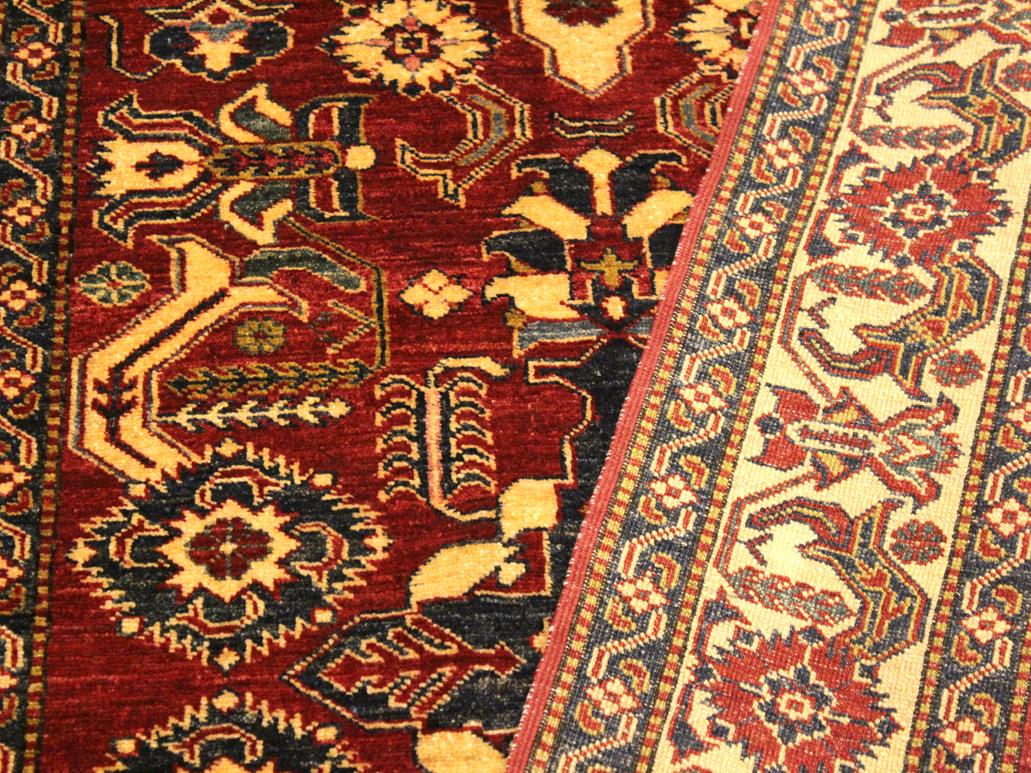 handmade Geometric Super Kazak Red Gold Hand Knotted RECTANGLE 100% WOOL area rug 4x6