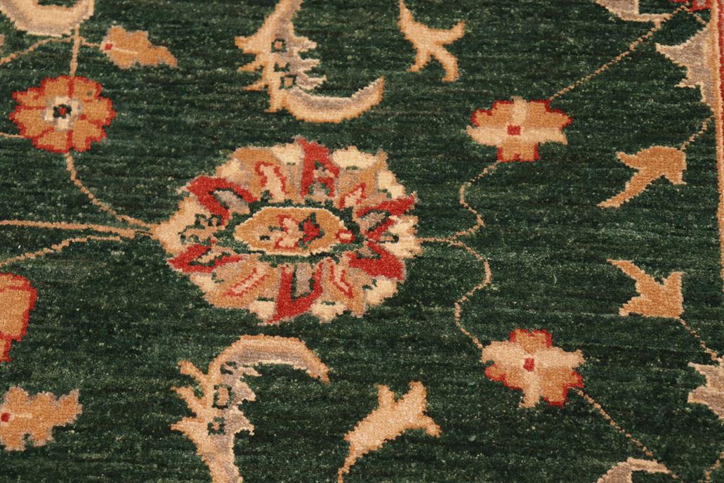 handmade Traditional Kafkaz Chobi Ziegler Green Beige Hand Knotted RECTANGLE 100% WOOL area rug 8 x 10