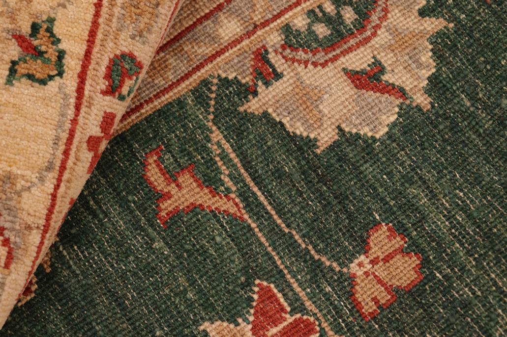 handmade Traditional Kafkaz Chobi Ziegler Green Beige Hand Knotted RECTANGLE 100% WOOL area rug 8 x 10