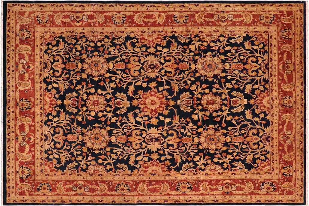 handmade Traditional Kafkaz Chobi Ziegler Blue Rust Hand Knotted RECTANGLE 100% WOOL area rug 8 x 10