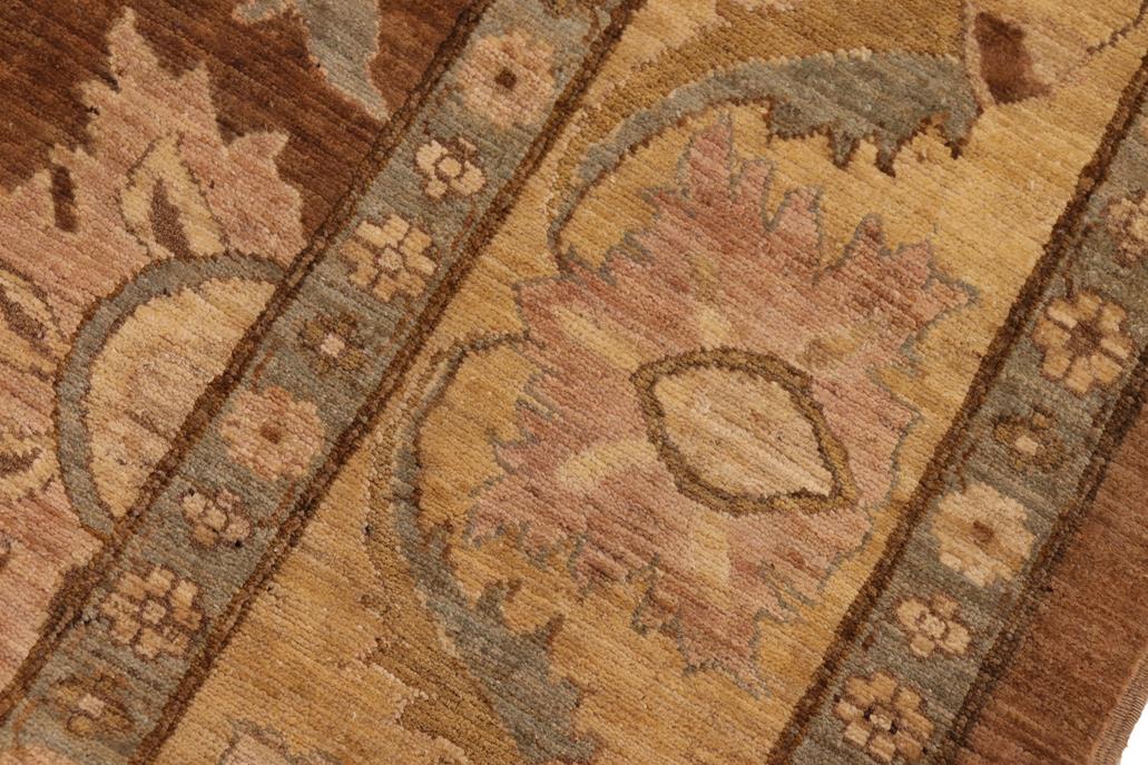 handmade Traditional Kafkaz Chobi Ziegler Brown Gold Hand Knotted RECTANGLE 100% WOOL area rug 8 x 10