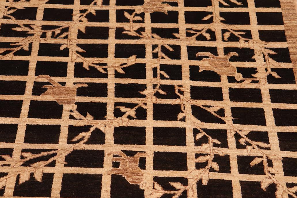 handmade Transitional Kafkaz Chobi Ziegler Black Tan Hand Knotted RECTANGLE 100% WOOL area rug 8 x 10