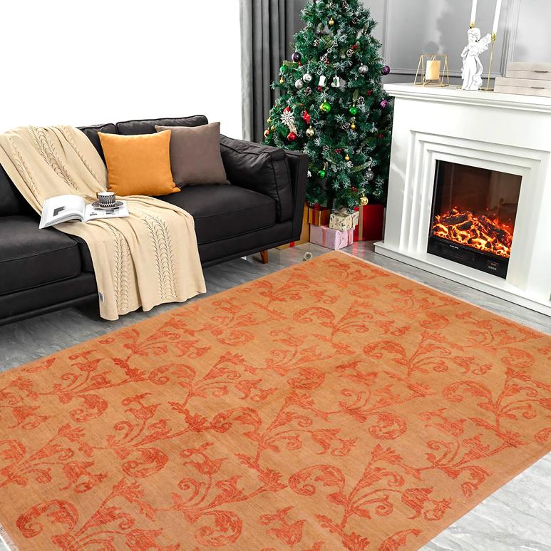 handmade Transitional Kafkaz Chobi Ziegler Tan Red Hand Knotted RECTANGLE 100% WOOL area rug 8 x 10
