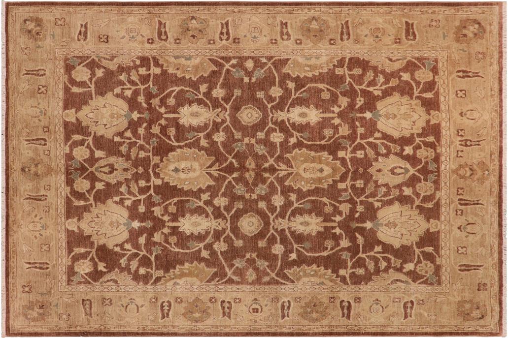 handmade Traditional Kafkaz Chobi Ziegler Brown Tan Hand Knotted RECTANGLE 100% WOOL area rug 8 x 10