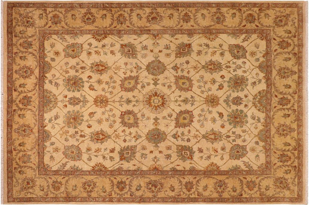 handmade Traditional Kafkaz Chobi Ziegler Beige Beige Hand Knotted RECTANGLE 100% WOOL area rug 8 x 10