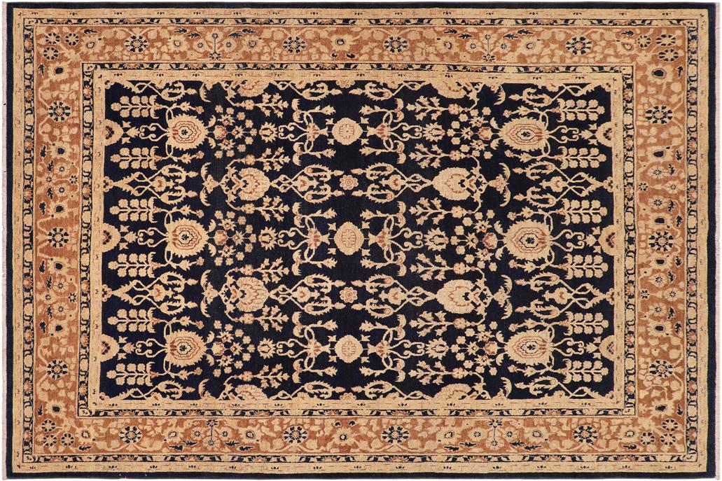 handmade Traditional Kafkaz Chobi Ziegler Blue Brown Hand Knotted RECTANGLE 100% WOOL area rug 8 x 10