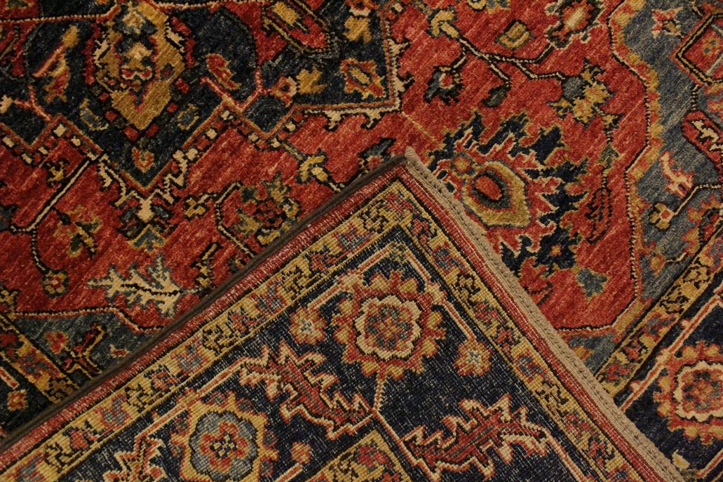 handmade Geometric Kafkaz Chobi Ziegler Rust Blue Hand Knotted RECTANGLE 100% WOOL area rug 4 x 6