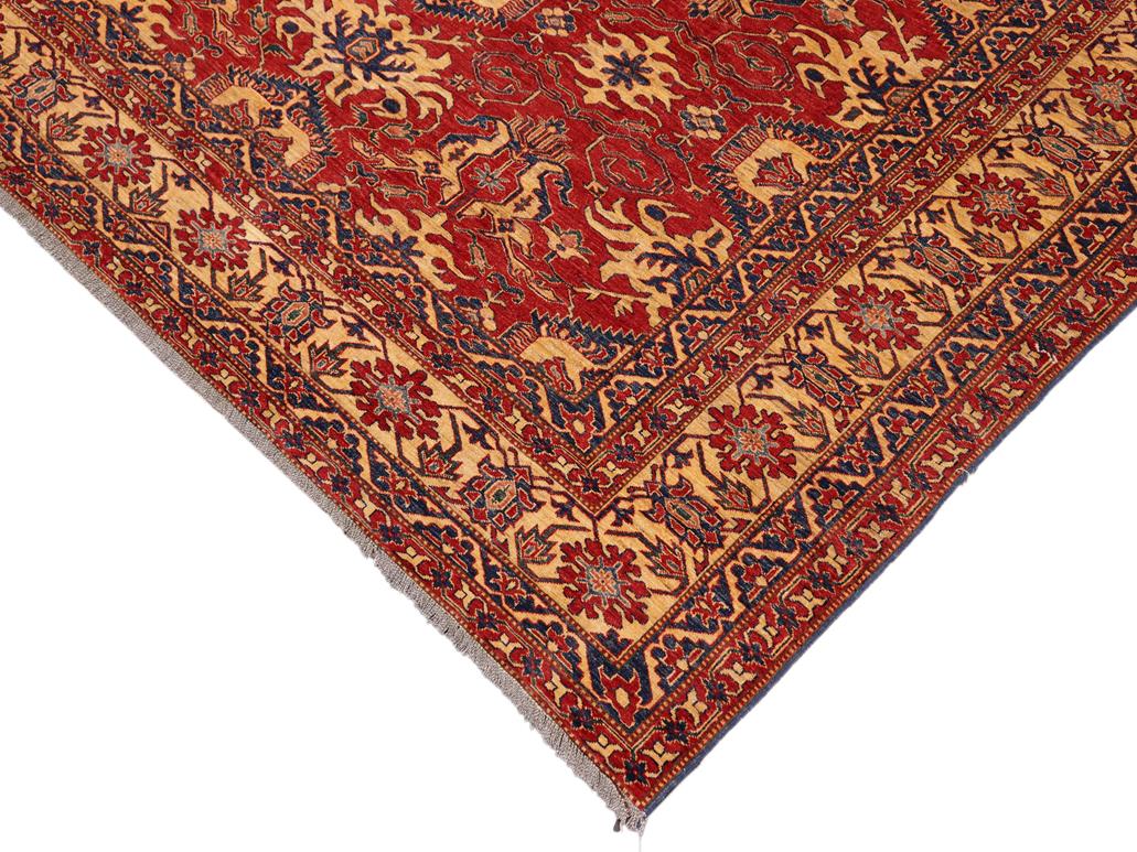 handmade Geometric Super Kazak Red Gold Hand Knotted RECTANGLE 100% WOOL area rug 10x13