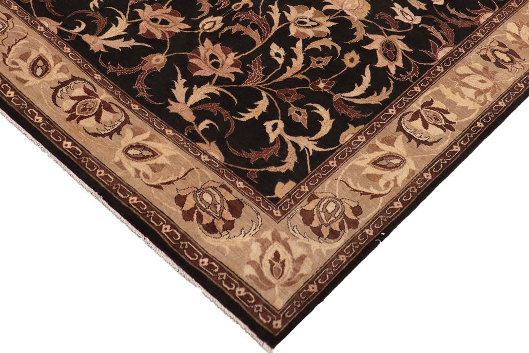 handmade Traditional Veg Dye Black Gray Hand Knotted RECTANGLE 100% WOOL area rug 9 x 12