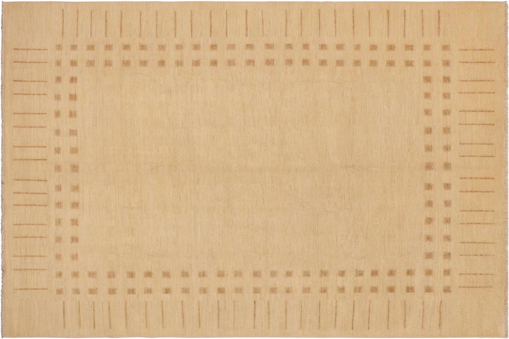 Handmade Kafakz Chobi Ziegler Modern Contemporary Beige Tan Hand Knotted Rectangel Hand Knotted 100% Vegetable Dyed wool area rug 9 x 12