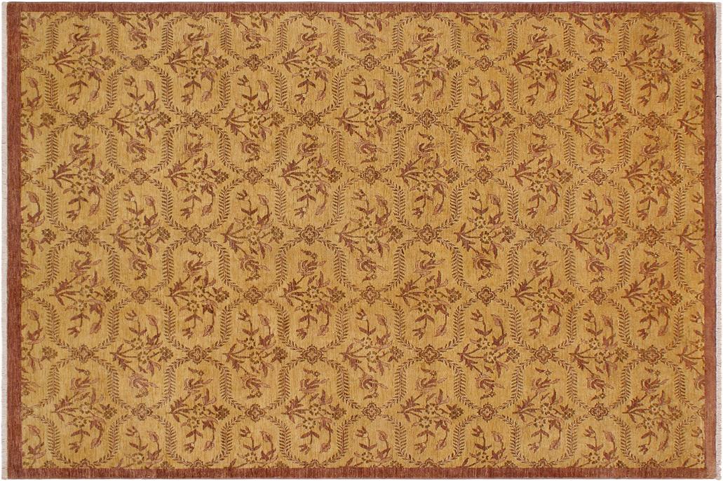 handmade Transitional Kafkaz Chobi Ziegler Gold Brown Hand Knotted RECTANGLE 100% WOOL area rug 9 x 12