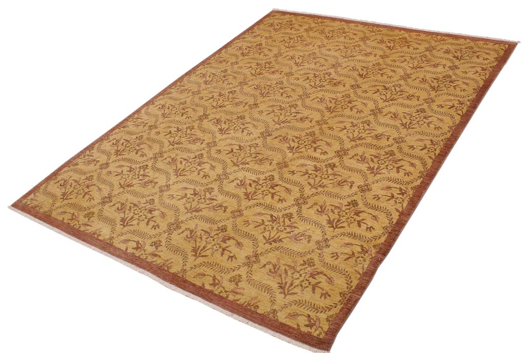 handmade Transitional Kafkaz Chobi Ziegler Gold Brown Hand Knotted RECTANGLE 100% WOOL area rug 9 x 12