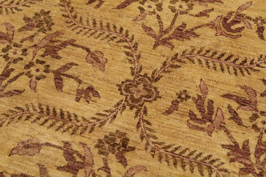 handmade Transitional Kafkaz Chobi Ziegler Gold Brown Hand Knotted RECTANGLE 100% WOOL area rug 9 x 12