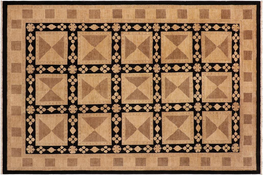 handmade Transitional Kafkaz Chobi Ziegler Beige Black Hand Knotted RECTANGLE 100% WOOL area rug 9 x 12