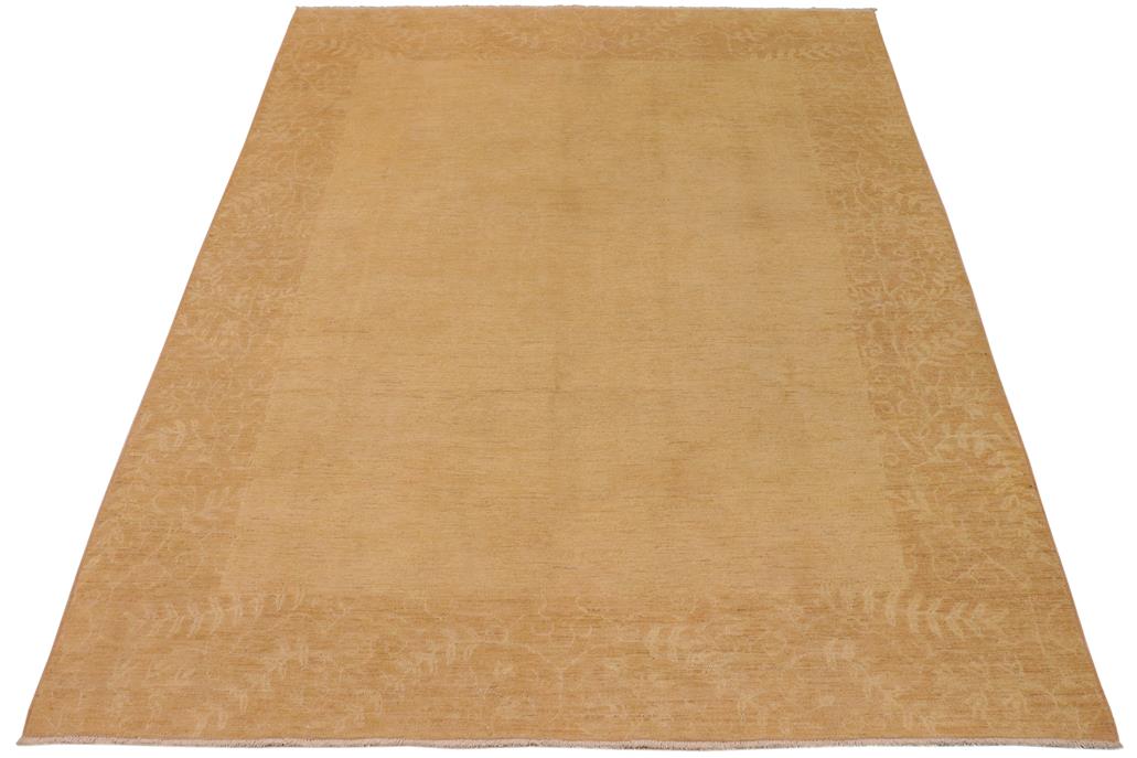 Handmade Kafakz Chobi Ziegler Modern Contemporary Tan Beige Hand Knotted Rectangel Hand Knotted 100% Vegetable Dyed wool area rug 9 x 11